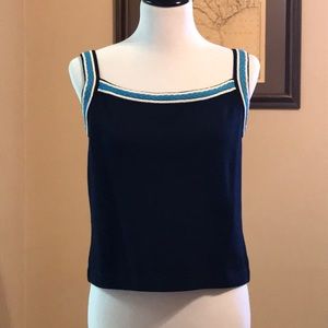 St. John Navy Sleeveless Knit Shell Tank Top